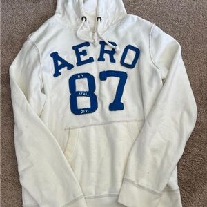 Aeropostale White and Blue Men's Hoodie